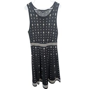 Torrid Black and White Star Print Metallic Knit Skater Dress Size 2X